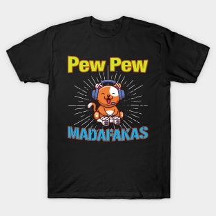 Pew Pew Cat Gaming Cat T-Shirt